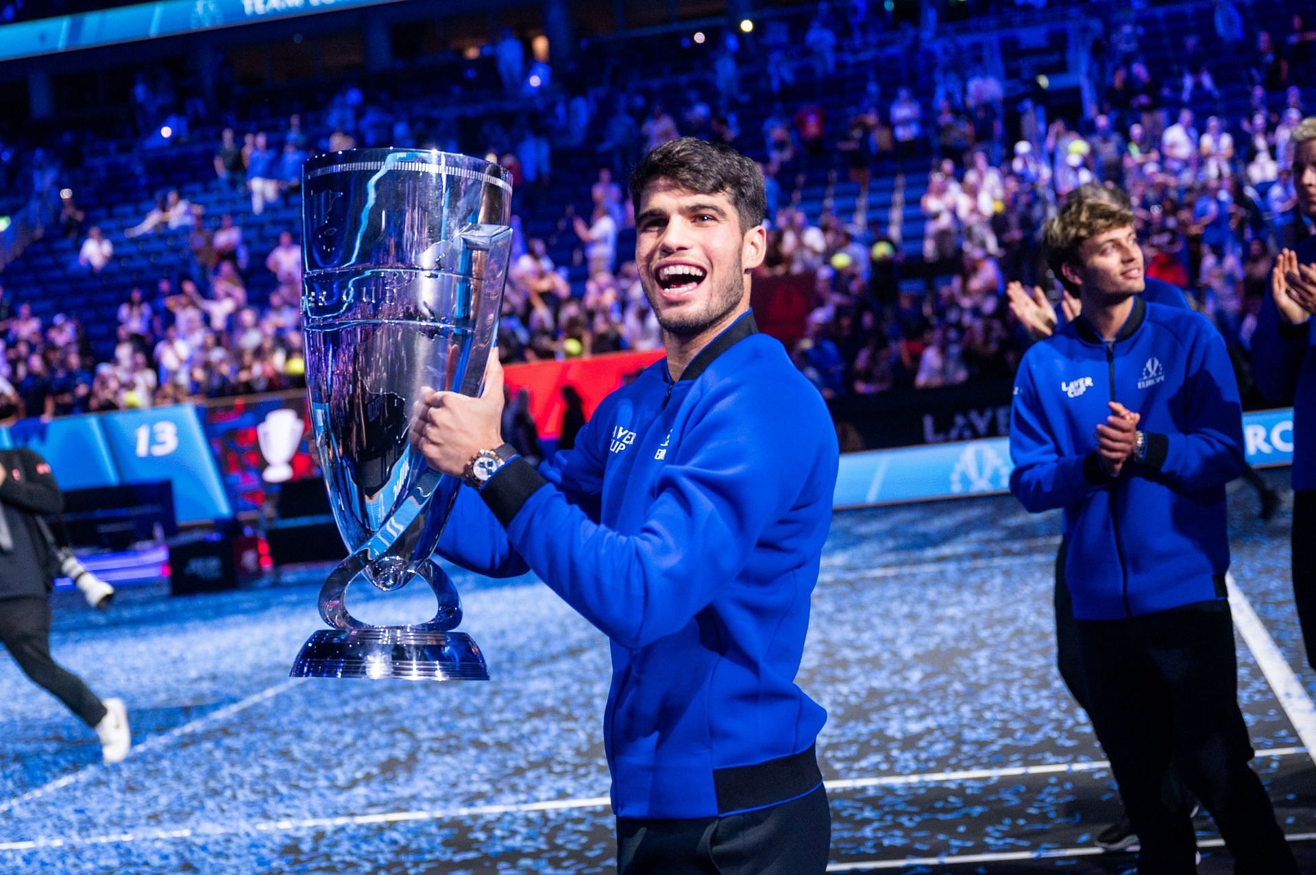 WATCH Carlos Alcaraz doused in champagne by Daniil Medvedev, Alexander